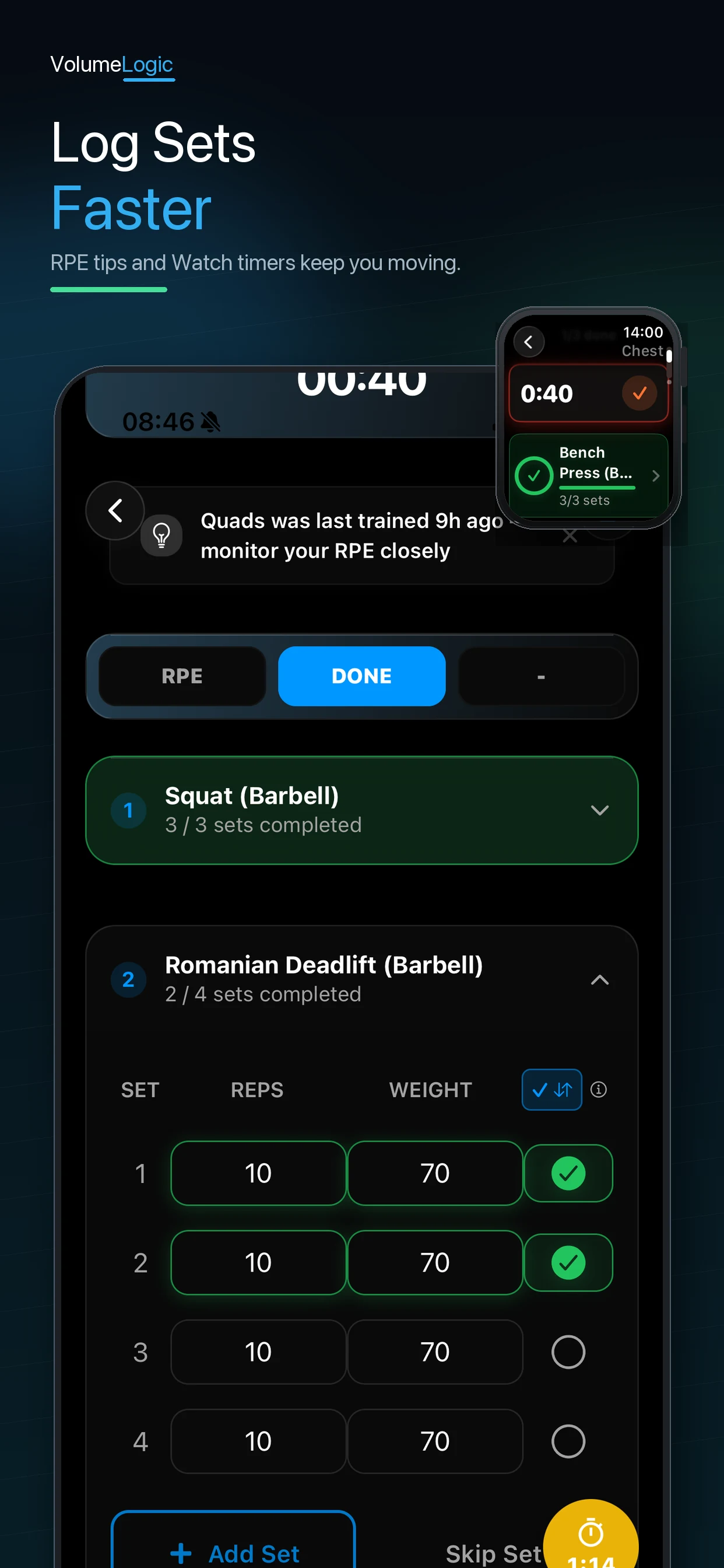 Active workout with real-time coaching feedback in VolumeLogic