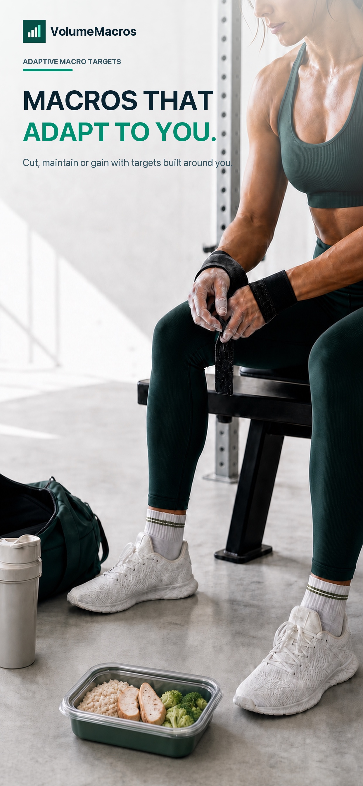 Athlete preparing for training beside a balanced meal